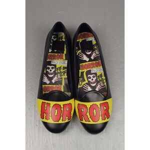 Strange Cvlt MISFITS Horror Leather Flats Womens Size 11M Black Casual Shoes